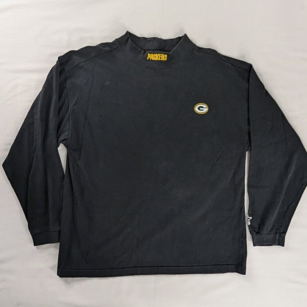 VTG Starter Green Bay Packers Black Embroidered Logo Turtleneck
